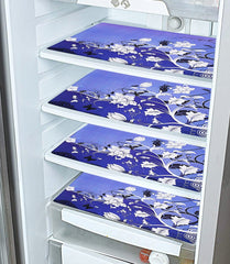 Heart Home Multiuses Floral Print PVC Table Placemat for Kitchen, Dining Table Set of 6 (Blue) 52HH4058