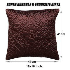 Kuber Industries Cushion Cover | Satin Embossed Quilted Cushion Cover | Cushion Cover for Sofa | Cushion Covers for Home Décor | 16 Inch | Set of 5 | Brown