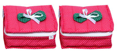 Heart Home Cotton Jewellery Pouch Cum Makeup Organiser Kit Set 2 Piece (Pink)-HHEART15783