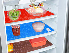 Kuber Industries Diamond Design 3 Pieces PVC Refrigerator/Fridge Multipurpose Drawer Mat Set(Brown, Blue and Red)-CTKTC32395