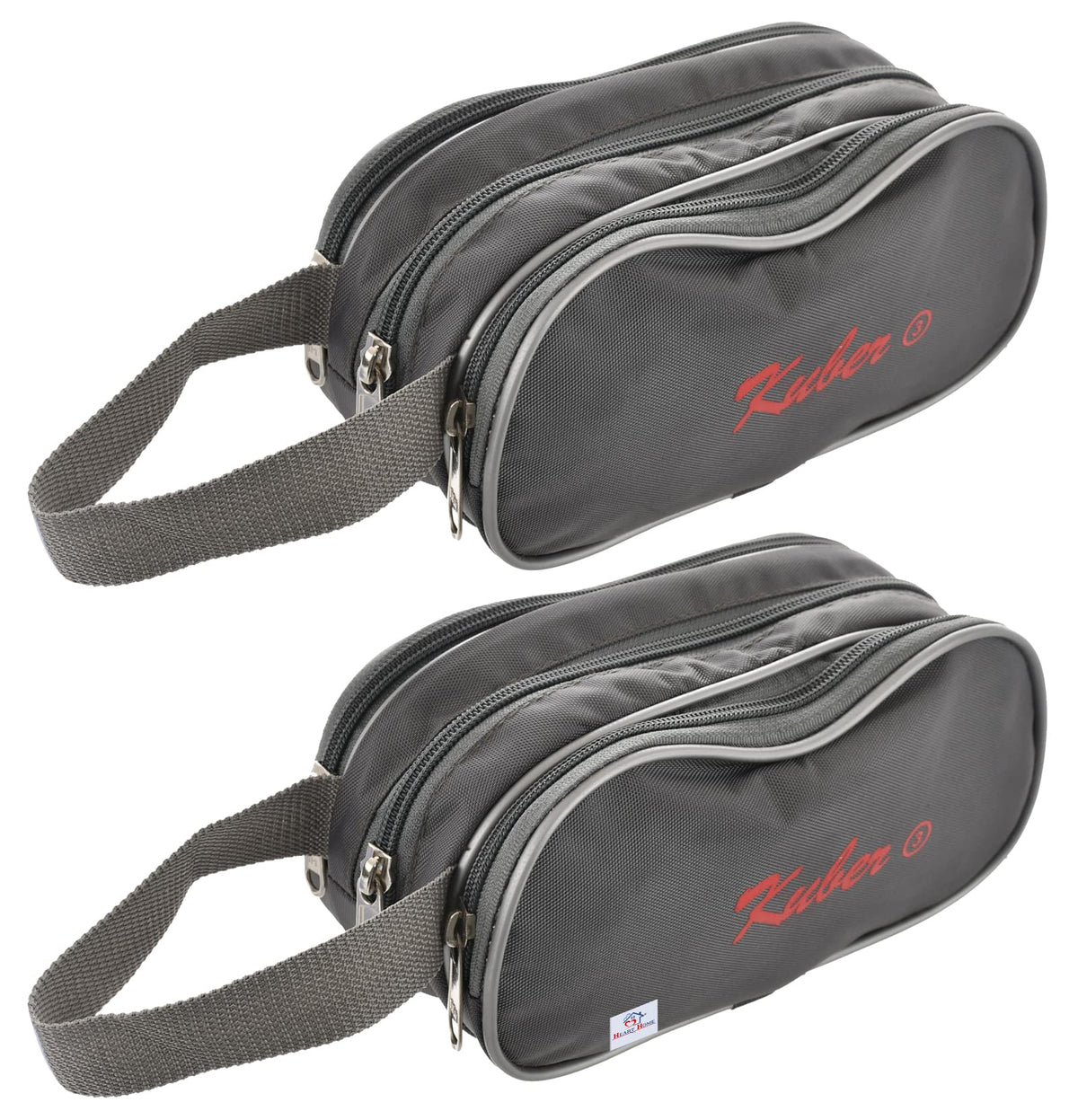 Heart Home Travel Toilerty bag/Shaving Kit/Dopp Kit With 3 Zipper Comparments & Carrying Strip- Pack of 2 (Grey)-HS43HEARTH26612