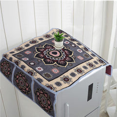 Kuber Industries Fridge Top Cover|Cotton Dustproof Decorative Refrigerator Top Protector|Rangoli Pattern with 6 Utility Pockets (Multicolor)