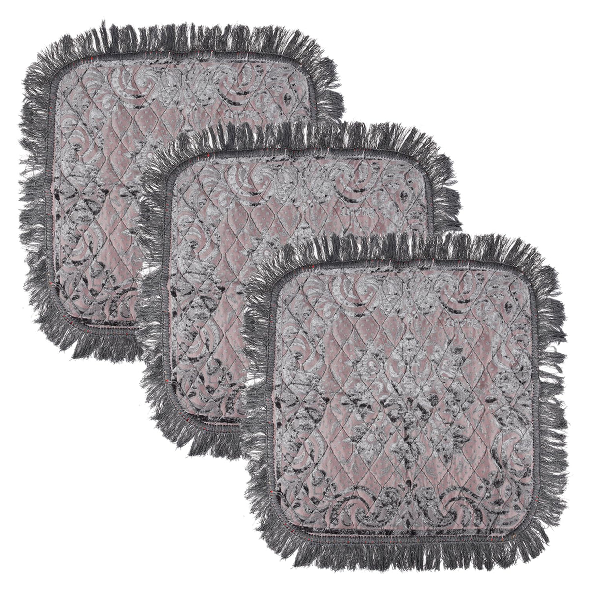 Heart Home Prayer Mat | Velvet Aasan Mat | Meditation Prayer Pooja Carpet Mat | Aasan Mat for Pooja | Self Pooja Prayer Mat | Traditional Aasan Prayer Mat | Pack of 3 | Gray