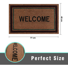 Kuber Industries Door Mat|Polyethylene Durable & Anti-Slip Natural Rectangle Welcome Print Floor Mat|Rug for Indoor or Outdoor, 30x20 Inch, Pack of 2 (Brown)