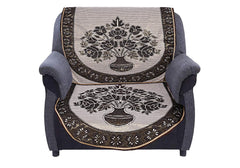 Kuber Industries Flower Pot Design Cotton 6 Pieces 5 Seater Sofa Cover (Coffee)-CTKTC14434