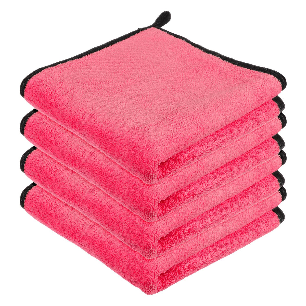 Kuber Industries Cleaning Towel | Reusable Cleaning Cloths for Kitchen | Duster Towel for Home Cleaning | 400 GSM Cleaning Cloth Towel with Hanging Loop | 40x40 | Pack of 4 | Pink
