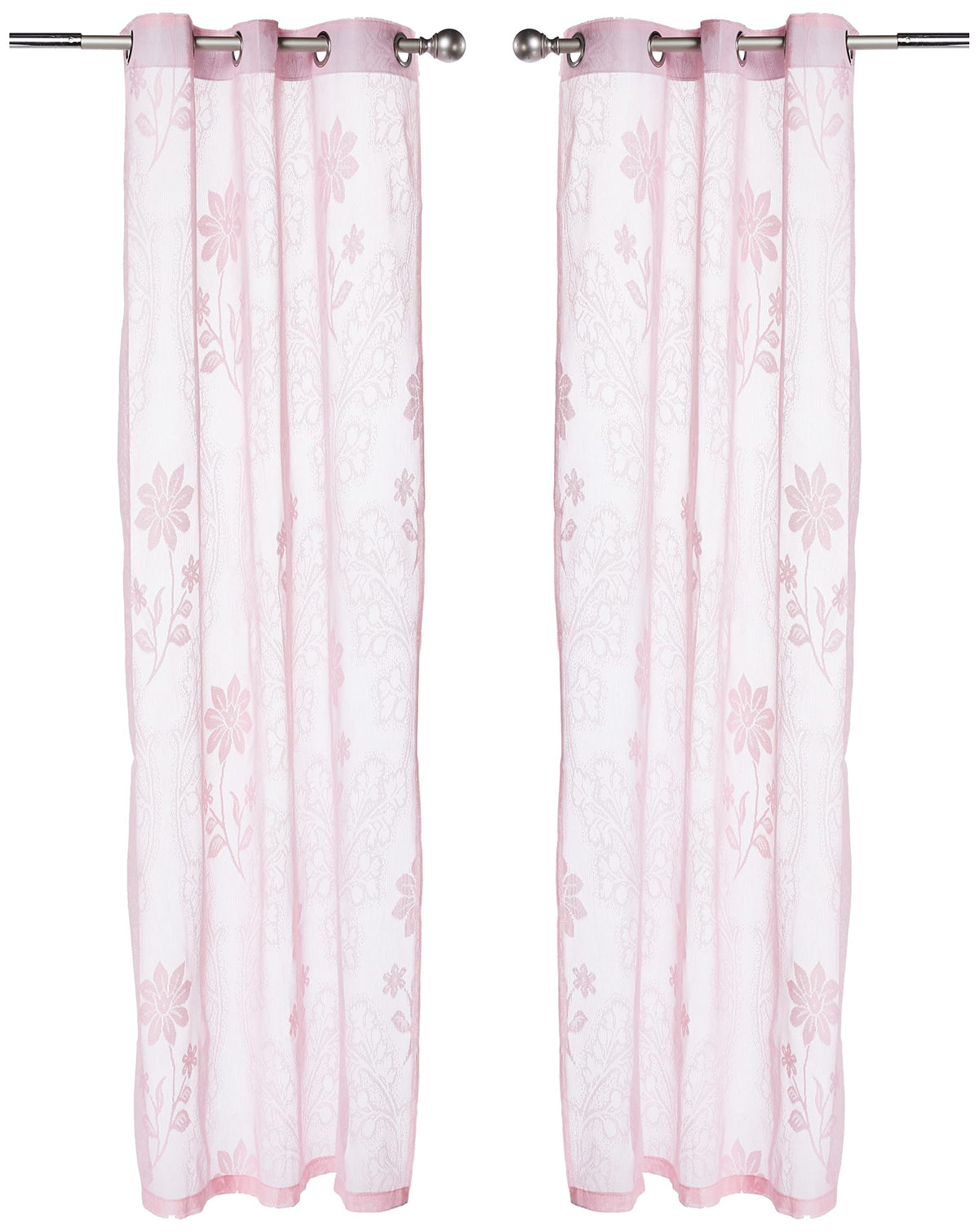 Heart Home Cotton 2 Pieces 7 Feet Eyelet Door Curtain (Pink) CTHH02990