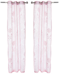 Heart Home Cotton 2 Pieces 7 Feet Eyelet Door Curtain (Pink) CTHH02990