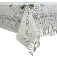 Kuber Industries Floral Cotton 6 Seater Dinning Table Cover - Cream (CTKTC03515)