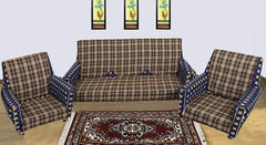Kuber Industries Jute Checkered Standard Jute 5 Seater Sofa Cover Set - Coffee, 6 Piece (Model: CTKTC01295)