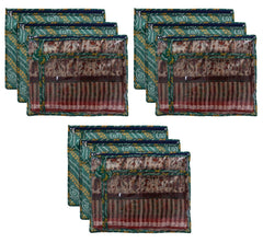 Kuber Industries Bandhani Print PVC Foldable Single Saree Cover|Clothes Storage For Saree, Lehenga, Suit With Transparent Pack of 9 (Green)