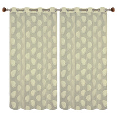 Kuber Industries Leaf Print 7 Feet Cotton Door Curtain for Living Room, Bed Room, Kids Room with 8 Eyelets Pack of 2 (Cream)-50KM01066