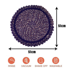 Heart Home Door Mat | Round Shape Feather Door Mat | Cotton Reversible Mat | Door Mat for Kitchen | Door Mat for Home | 20 Inch | Large | Purple