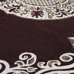 Kuber Industries CTKTC40153 Flower Design Traditional Cotton Carpet for Living Room, Area Rug (5 feet x7 feet, Brown, Standard)