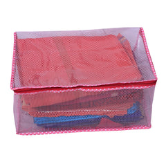 Kuber Industries Extra Large Transparent Net Saree Cover,Saree Bag Set of 4 Pcs (9 Inches Height) Pink (Code-014)