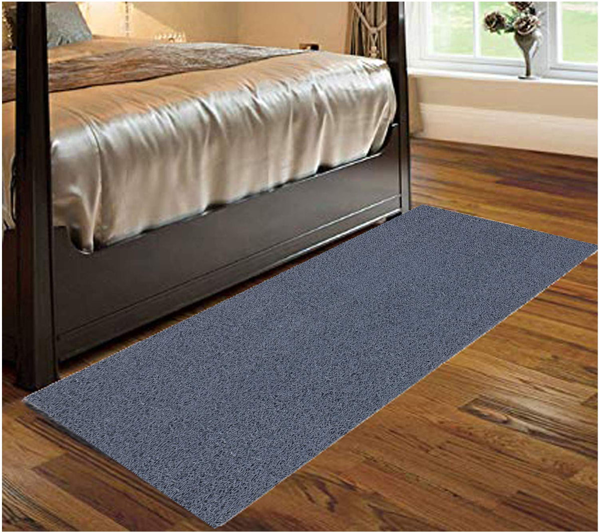 Heart Home Rubber 1 Piece Bed Side Runner 2x6 Feet (Grey) CTHH992