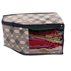 Heart Home Non-Woven Honeycomb Print Foldable Blouse Cover|Clothes Organizer For Home & Traveling With Front Window Extra Large Pack of 12 (Cream)