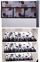 Kuber Industries Jungle Design 3 Pieces PVC Fridge Mats and Flower Design 1 Piece Fridge Top Cover (Brown) - CTKTC39780