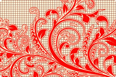 Kuber Industries Leaf Design 4 Pieces PVC Refrigerator/Fridge Multipurpose Drawer Mat Set (Red)