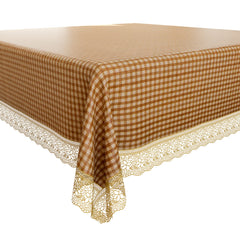Heart Home Square Table Cover for 4 Seater|PVC Waterproof Check Pattern Tablecloth Indoor & Outdoor|48x48 Inch (Yellow)