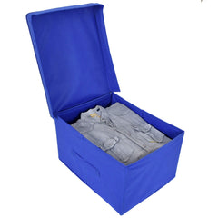 Kuber Industries Disney Tram Mickey Print Non Woven 2 Pieces Fabric Foldable Shirt Cover Storage Organizer Box with with Lid, Extra Large (Royal Blue)-KUBMART1726