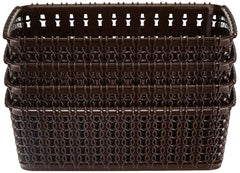 Heart Home Multipurposes Small M 15 Plastic Basket, Organizer For Kitchen, Countertops, Cabinets, Bathrooms Without Lid- Pack of 4 (Brown) -46HH0116