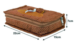 Kuber Industries Cotton Dot Printed Jewellery Pouch Cum Makeup Organiser Kit (Green & Brown)-Pack of 2-KUBMART15456