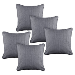 Kuber Industries Cushion Cover | Sofa Cushion Covers | Square Cushion Covers | Jute Cushion Covers | Couch Cushion Covers | Set of 5 | 16 Inch | Gray