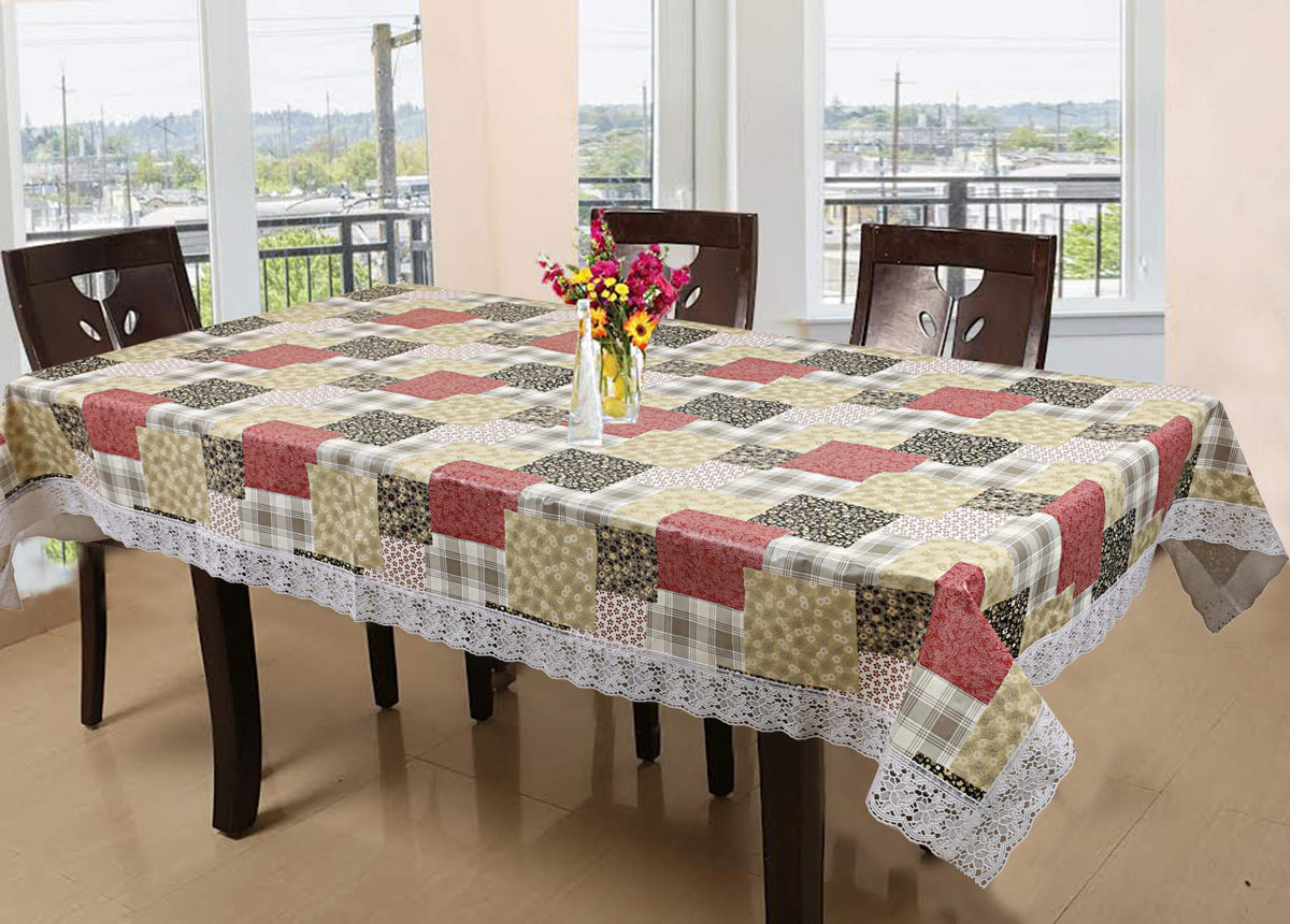 Kuber Industries Checkered PVC 6 Seater Dinning Table Cover - Multi (CTKTC03523)