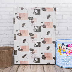 Heart Home Washing Machine Cover | Brown Flower Print Washing Machine Cover | PVC Top Load Semi-Automatic Washing Machine Cover | Cream
