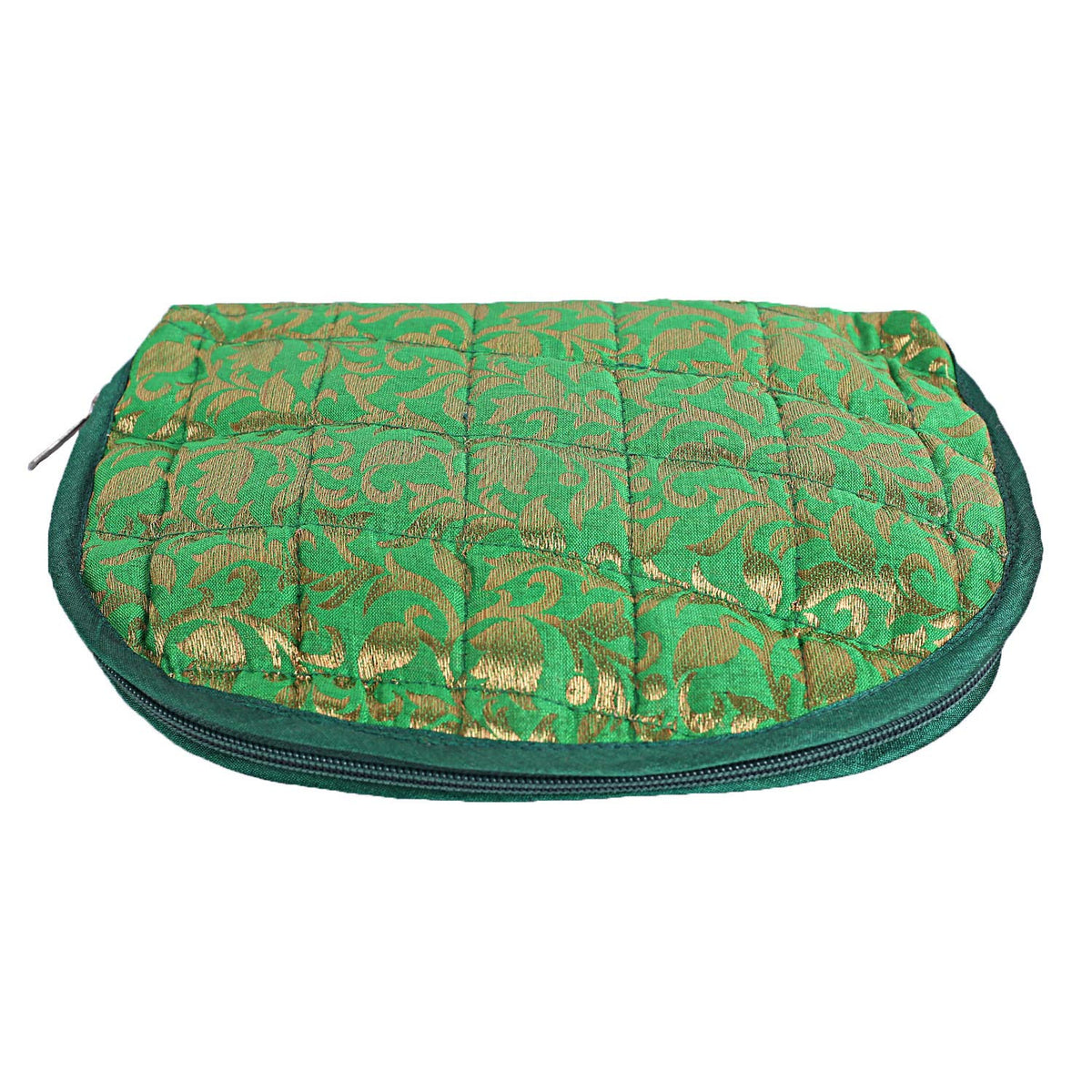 Kuber Industries Embossed Floral Design Cotton Jewellery Kit, Green, (Model: CTKTC05338)
