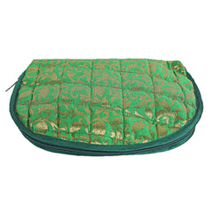 Kuber Industries Embossed Floral Design Cotton Jewellery Kit, Green, (Model: CTKTC05338)