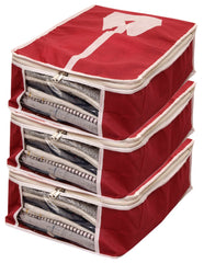 Kuber Industries 3 Piece Non Woven Shirt Cover Set, Maroon