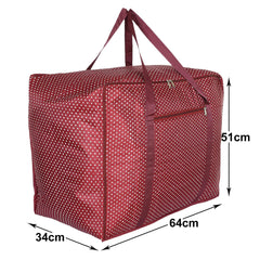 Kuber Industries Travel Duffle Bag for Women Men|Dot Print Large Size Underbed Storage Bag|Polyester Waterproof Wardrobe Organizer|Pack of 2 (Maroon)