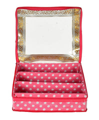 Heart Home Dot Printed Laminated 3 Rod Bangle Box/Organizer With Transparent Top (Pink)-HS43HEARTH25538
