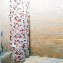 Heart Home PVC Waterproof Flower Print Shower Curtain for Bathroom with 8 Rings,7 Feet (Brown)