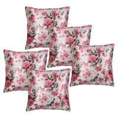 Kuber Industries Cushion Cover | Sofa Cushion Covers | Square Cushion Covers | Soft Silk Cushion Covers | Couch Cushion Covers | Set of 5 | 16 Inch | Multicolor