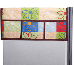 Kuber Industries Leaf Design PVC Fridge/Refrigerator Top Cover (Gold & Maroon) CTKTC33847
