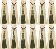 Kuber Industries Polyester 12 Pieces Curtain Tie Back Tassel Set (Green) -CTKTC12861