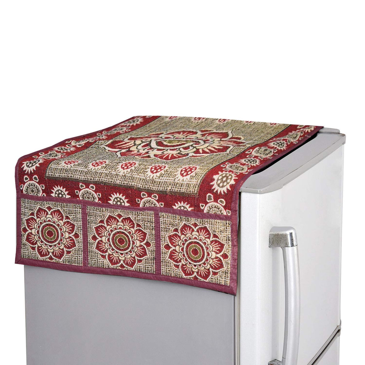 Kuber Industries Cotton Fridge Top Cover - Maroon, Standard (FRERDDGG03)