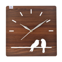 Heart Home Designer Square Shaped Wooden Wall Clock (Brown)-HS43HEARTH26736