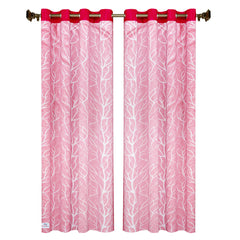 Heart Home Tree Printed 7 ft Door Curtain for Living Room, Bed Room, Kids Room with 8 Eyelet- Pack of 2 (Pink)-Hs43Hearth25583(Polyester_Pink)