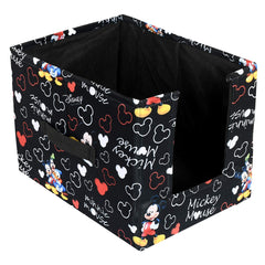 Kuber Industries Disney Mickey Print Non-Woven Fabric 3 Pieces Foldable Cloth Storage Boxes Organizer for Wardrobe With Handle (Black)-KUBMART16073