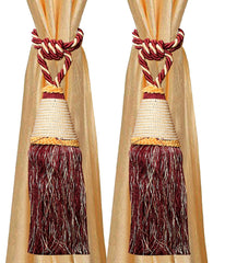 Kuber Industries Beads Beautiful Design Polyester 2 Pieces Curtain Tie Back Tassel Set (Maroon) CTKTC33557