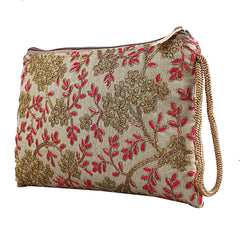 Kuber Industries Floral Design 2 Pieces Polyester Handcrafted Embroidered Women Handbag (CTKTC4407),Multicolour,Standard