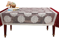 Kuber Industries Flower Design Cotton 4 Seater Center Table Cover 60"x40"(Cream & Maroon) CTKTC34013