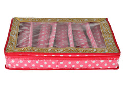 Kuber Industries Dot Printed Laminated 5 Rod Bangle, Chudi, Watches & Bracelet Box/Organizer With Transparent Top- Pack of 2 (Pink)-HS43KUBMART25547