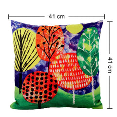 Heart Home Cushion Cover|Sofa Cushion Covers|Mushroom Tree Print Sitting Cushion Cover|Polyester Cushion Filler|16x16 Inch|Set of 5 (Green)