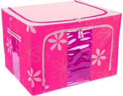 Kuber Industries Cotton Steel Frame Storage Bag, Pink (KI007577)