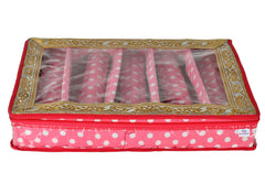 Heart Home Dot Printed Laminated 5 Rod Bangle Box/Organizer With Transparent Top (Pink)-HS43HEARTH25546